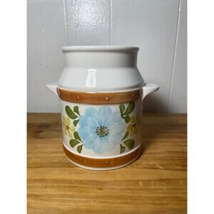 Vintage 1979 FTD Hand Painted Floral Canister Made in Portugal